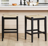 Backless Seagrass Counter Stools Set of 2