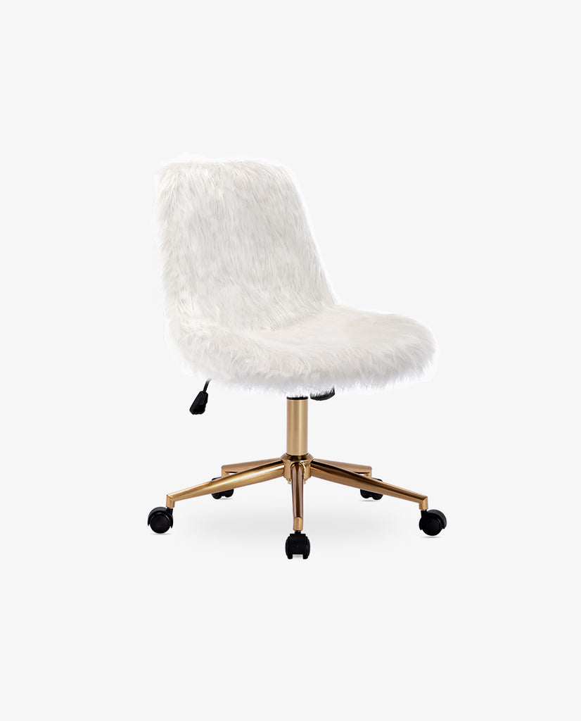 Kauai Fluffy Fur Swivel Adjustable Golden Legs Desk Chair DUHOME Duhome Furniture