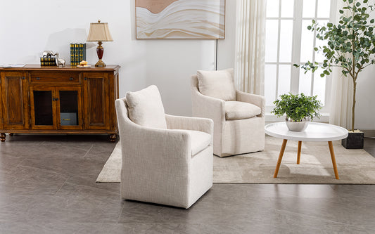 fabric barrel chairs