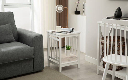 wooden slat sides end tables