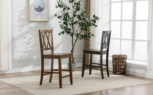 double cross wooden counter stools