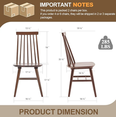 Walnut Wooden Dining Chairs Set of 4