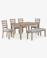 Kanab 6-Piece Dining Table Set (1 Table+4 Chairs+1 Bench)