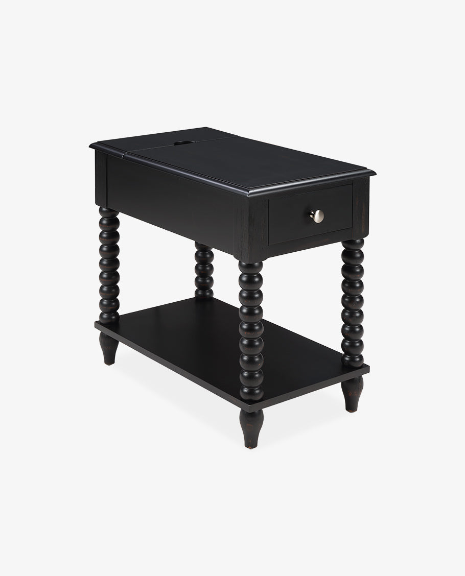 Spindle Leg Wood End Table wiith Drawer