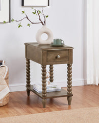 Spindle Leg Wood End Table wiith Drawer