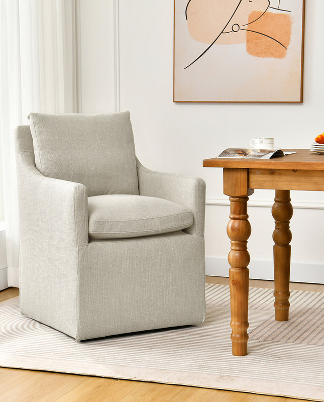 Denton Upholstered Rolling Dining Chair