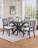 Lake Charles Round Trestle Dining Table Set (1 Table+4 Slat Back Chairs)