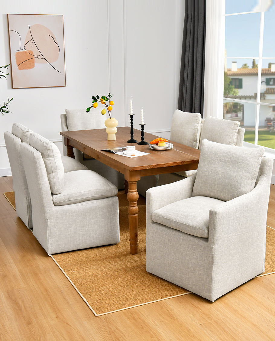 Denton Upholstered Rolling Dining Chair DUHOME – Duhome Furniture