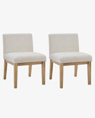 Rustic Upholstered Wood Dining Chair Set of 2
