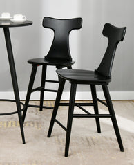 24" Virginia Beach Curved Slat Back Wooden Counter Stools Set of 2