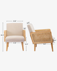 Stockton Rattan Cane Fabric Armchair