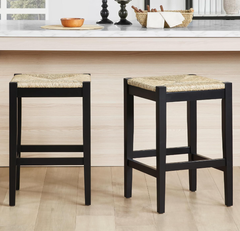 Backless Seagrass Counter Stools Set of 2