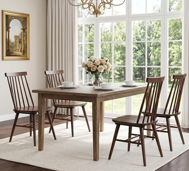 Walnut Wooden Dining Chairs Set of 4