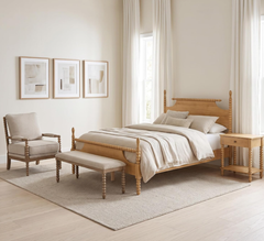 Solid Oak Finish Spindle Bed Frame