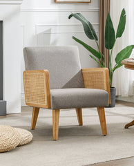 Stockton Rattan Cane Fabric Armchair