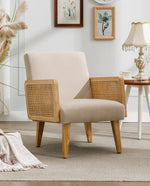 Stockton Rattan Cane Fabric Armchair