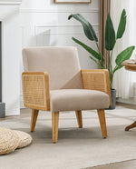 Stockton Rattan Cane Fabric Armchair