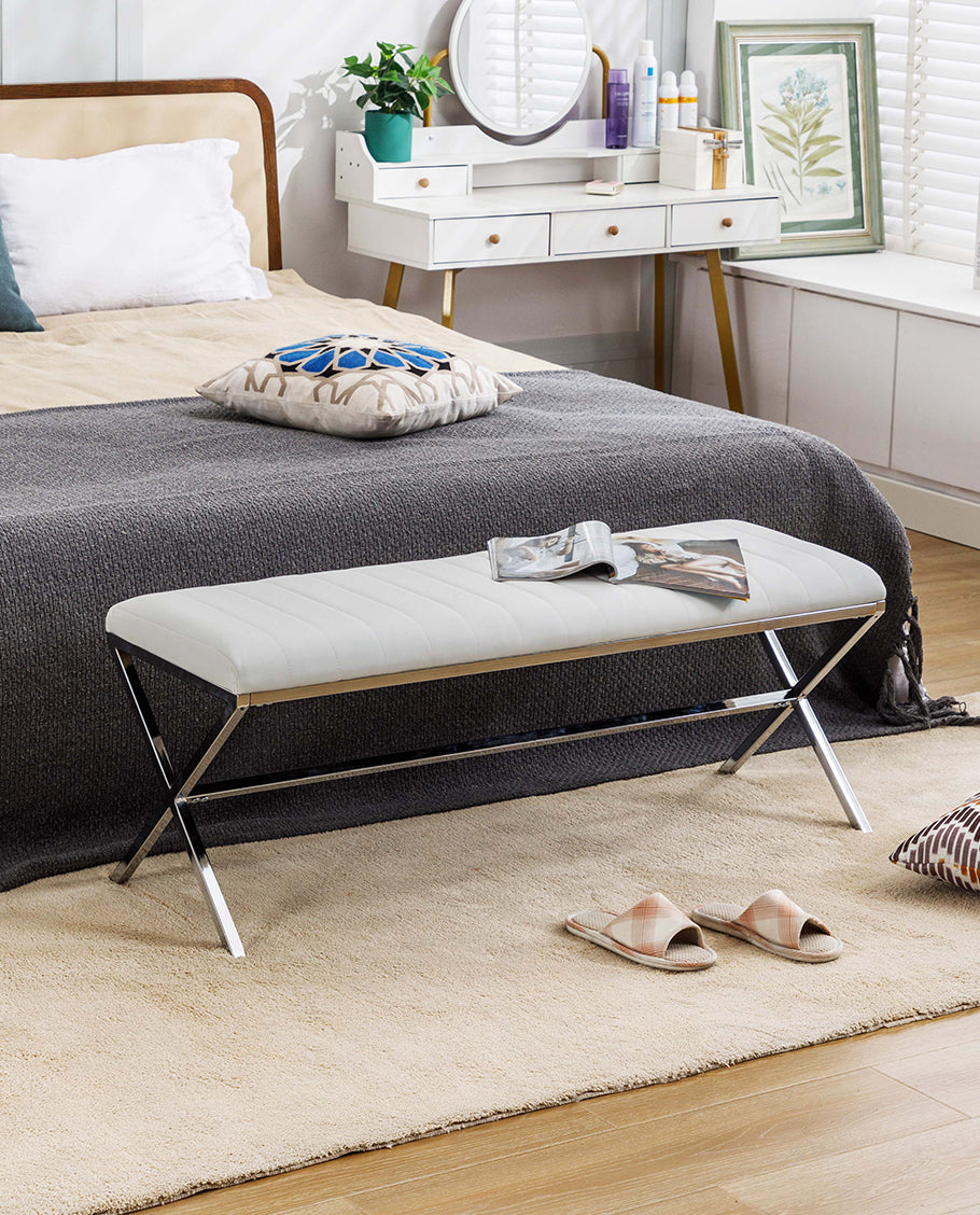 Tufted sales kitchen bench