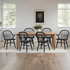 Wooden Black Dining Chairs Set of 6