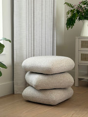 360° Swivel Boucle Storage Ottoman & Coffee Table Vanity Stool