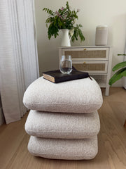 360° Swivel Boucle Storage Ottoman & Coffee Table Vanity Stool