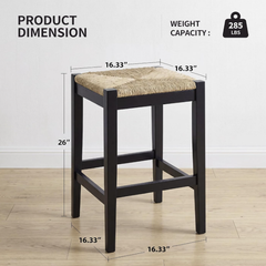 Backless Seagrass Counter Stools Set of 2