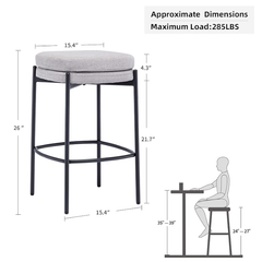 Plano Backless Double-Layered Counter Stools Set of 2