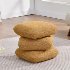 360° Swivel Boucle Storage Ottoman & Coffee Table Vanity Stool