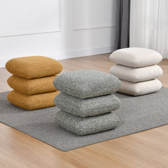 360° Swivel Boucle Storage Ottoman & Coffee Table Vanity Stool