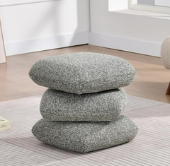 360° Swivel Boucle Storage Ottoman & Coffee Table Vanity Stool