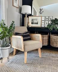 Stockton Rattan Cane Fabric Armchair