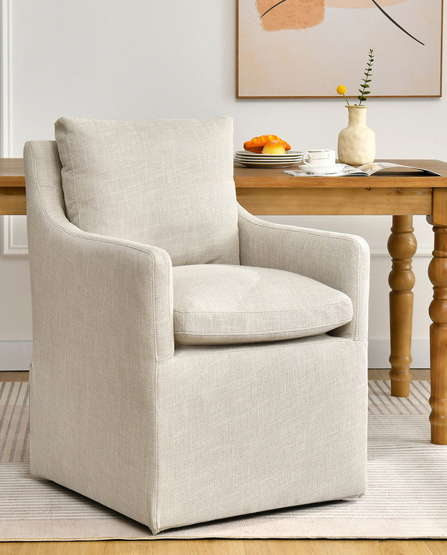 Denton Upholstered Rolling Dining Chair