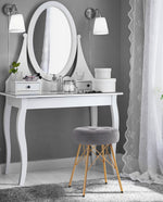DUHOME upholstered ottoman stool grey