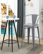 grey stainless steel bar chairs