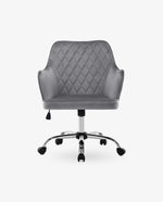 gray velvet rolling chair