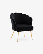 DUHOME Sacramento scalloped barrel chair black side view