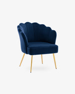 DUHOME Sacramento blue velvet scallop chair