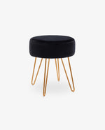 DUHOME round velvet stool black