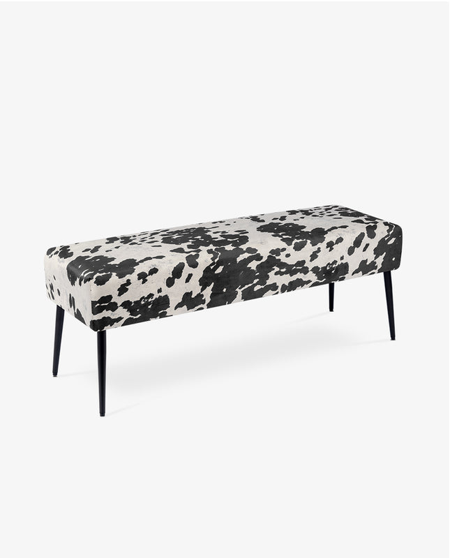 End of Bed Bench with White Cow Print