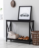 narrow wood console table