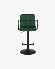 DUHOME gray velvet bar stools dark green details