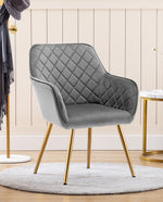DUHOME grey velvet occasional chair side view
