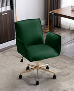 DUHOME velvet task chair with wheels dark green