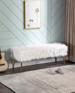 DUHOME fur ottoman bench white