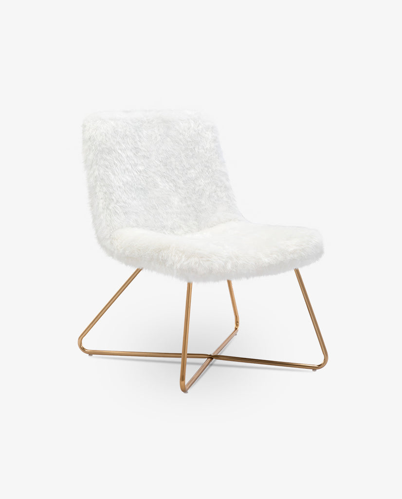Tacoma Fuzzy Faux Fur Crisscross Golden Legs Accent Chair - DUHOME ...