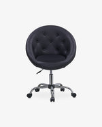 black leather velvet rolling chair