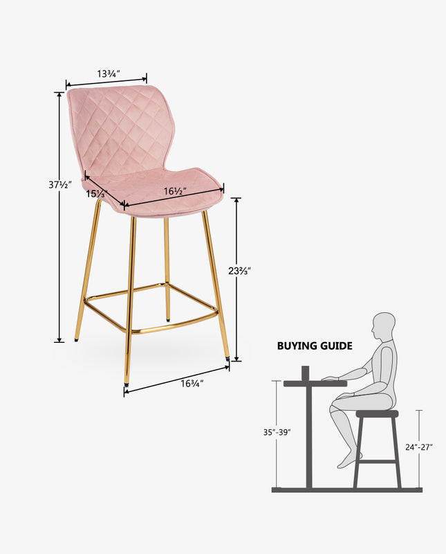 Miami Rhombus Streamlined Golden Legs Bar Stools Set of 2 DUHOME