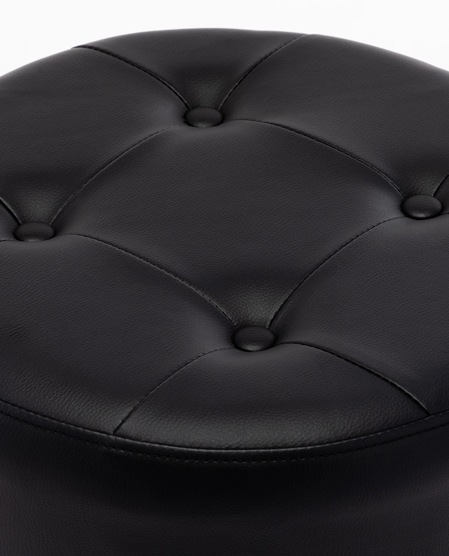 Limited Edition Black Leather and Velour Vanity Tuffetage Bowling