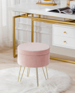 DUHOME small round storage ottoman pink details