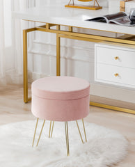 DUHOME small round storage ottoman pink details
